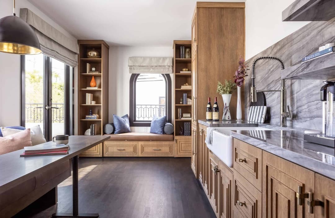 Kitchen inside of The Sunset Suite hotel room at Orli La Jolla boutique hotel