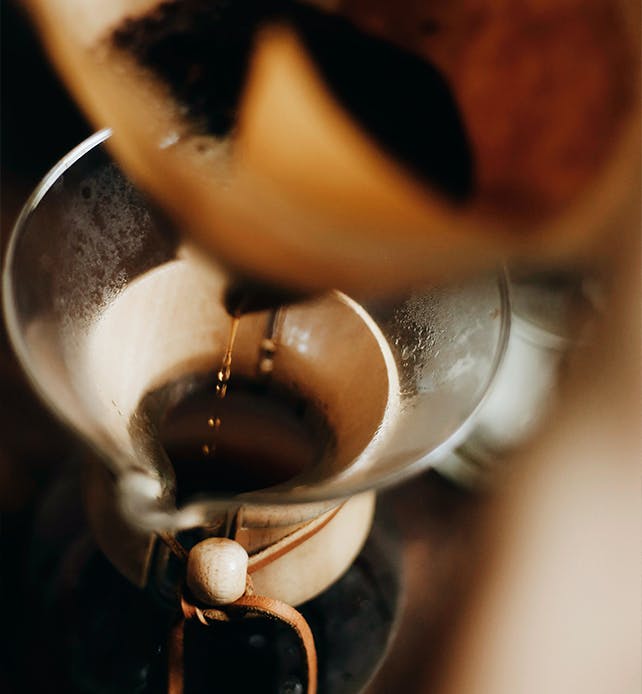 Coffee being poured into a carafe